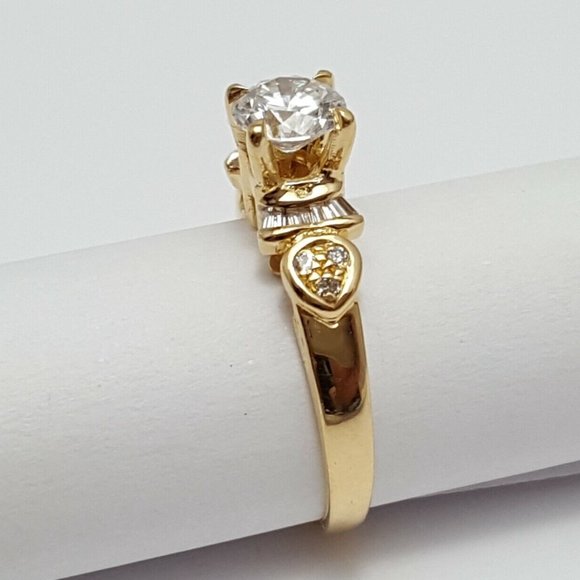 Exquisite 18K Karat Solid Yellow Gold Solitaire Diamond Wedding Engagement Ring - Picture 4 of 12